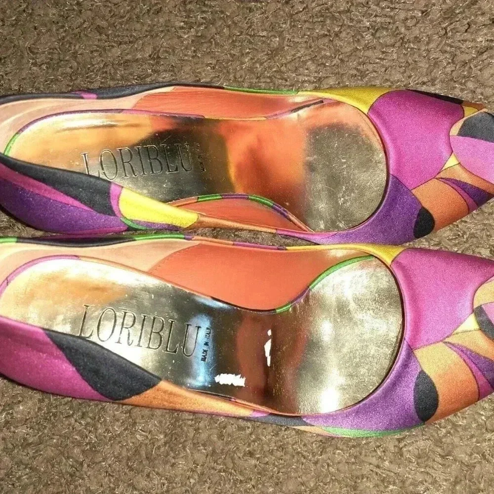 LORIBLU-PUCCI Color Block-Multi-Color-Satin Heels